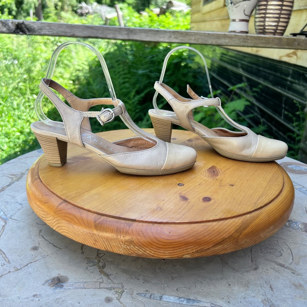 Vintage Tokio Vainilla Mary Jane T Strap Pumps Women Size 37 Beige Hispanitas